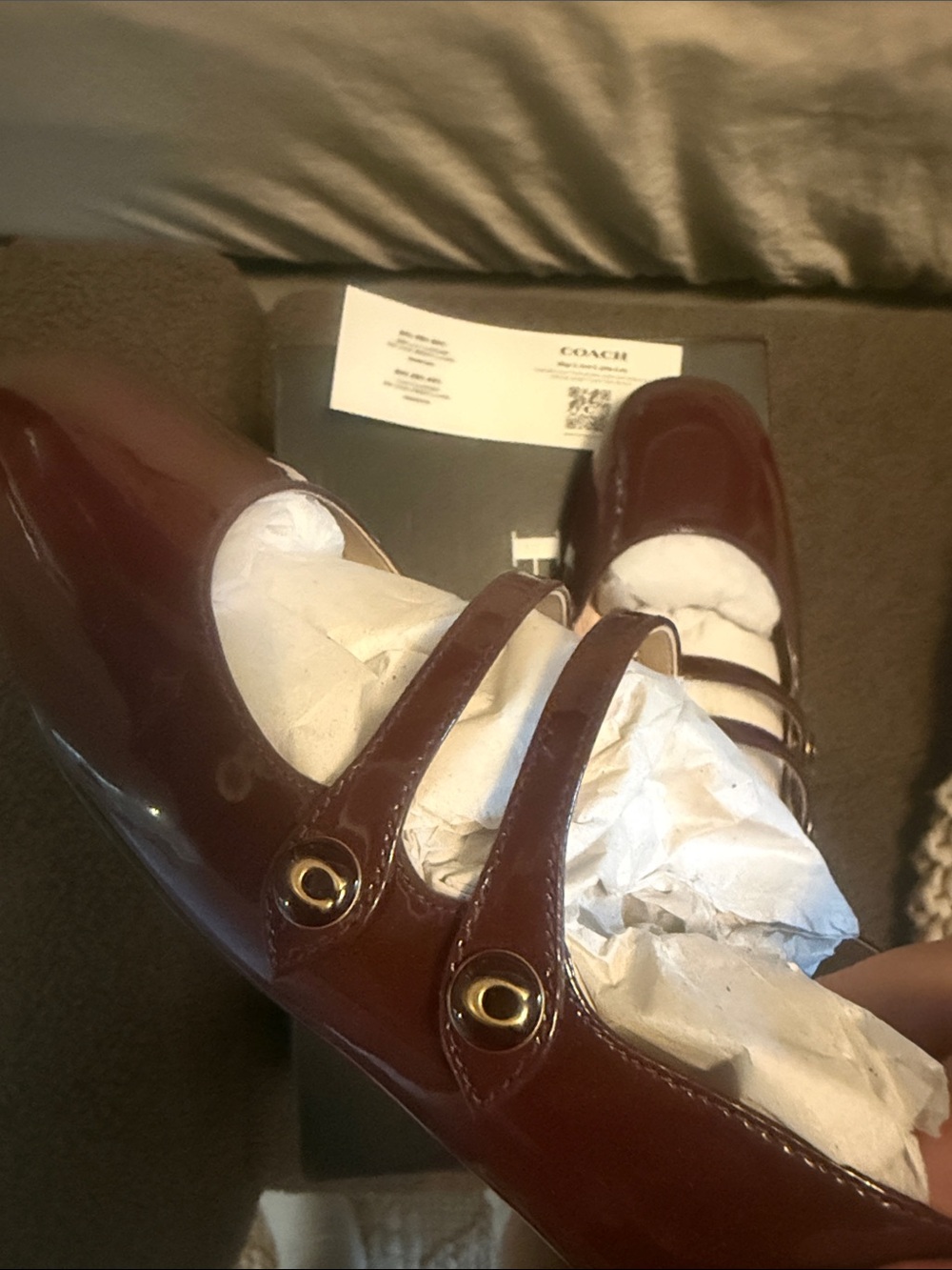 Coach Women's Winley Maryjane Patent Burgundy Merlot ballet Flats size 9 - Picture 4 of 7